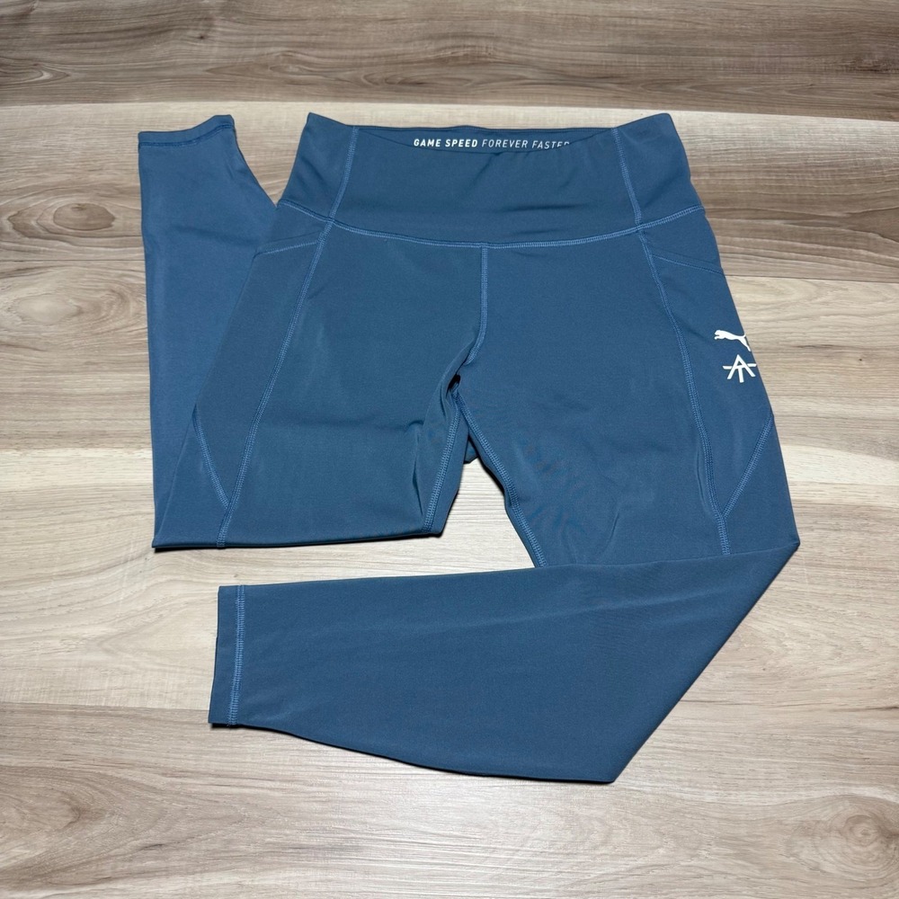 Puma Leggings Womens Medium Blue Athletic Yoga Gym Sample 523561 Activewear
